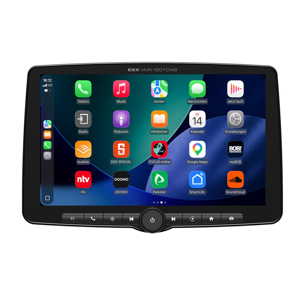 ESX VMX1201DAB - Enkeldin bilstereo - Trådlös CarPlay & Android Auto - 12 tum skärm