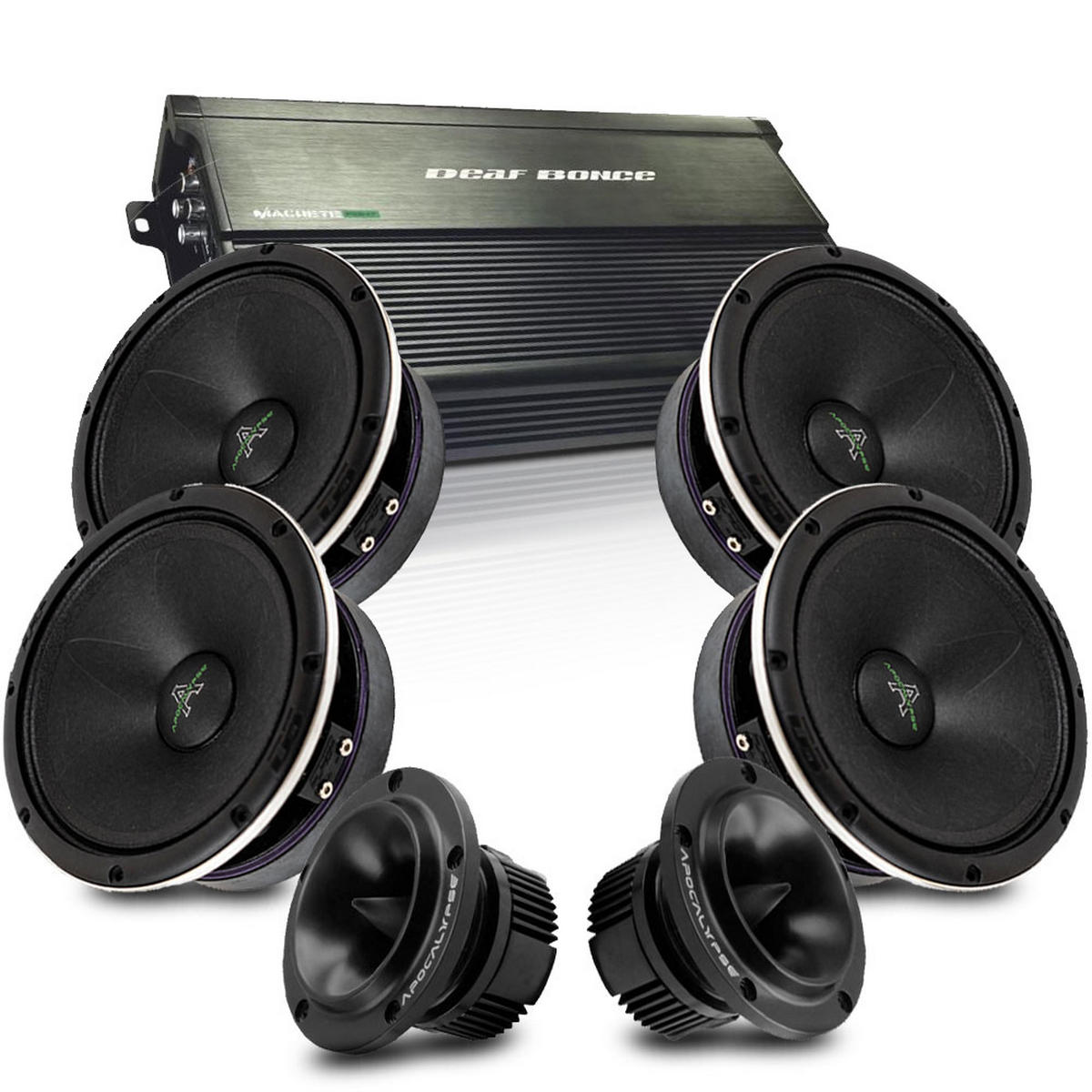 Deaf Bonce Apocalypse 6.5 tum SPL-kit – 4 middar, 2 horn och slutsteg